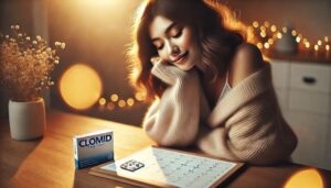 vrouw kijkt naar ovulatiekalender clomid 50mg