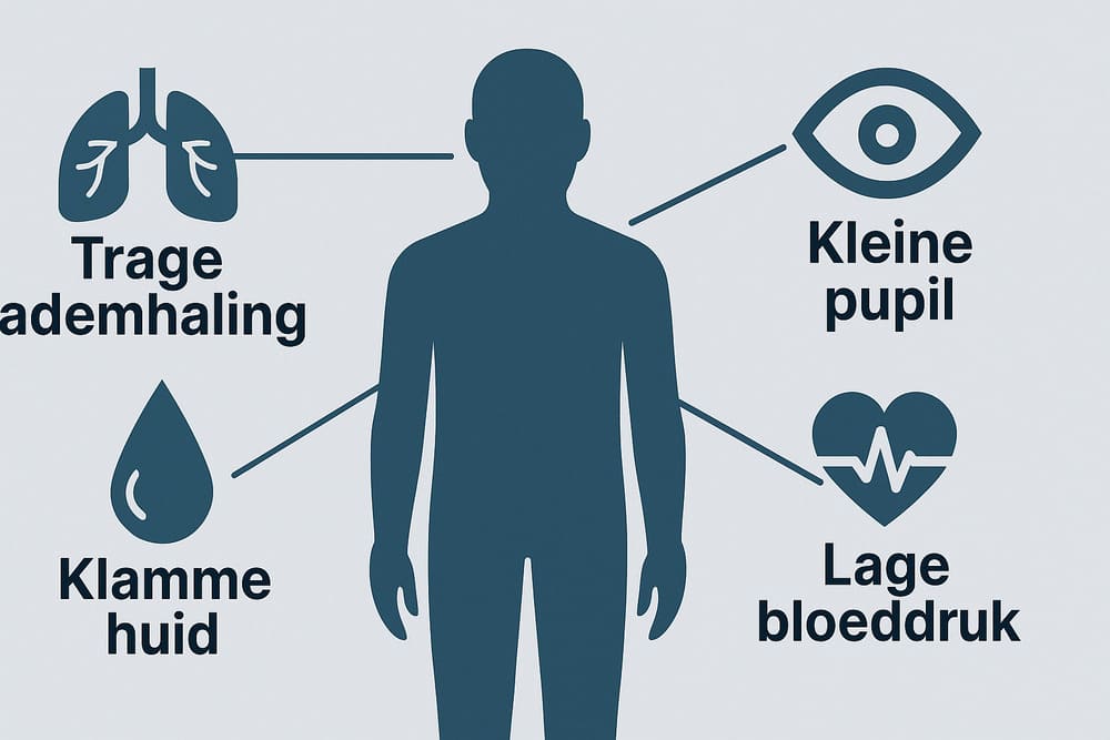 tramadol overdosering symptomen ademhaling pupil huid hart