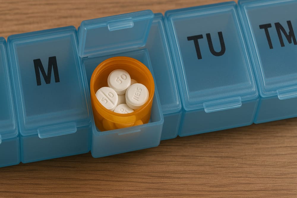 quetiapine dosering pillendoosje weekschema
