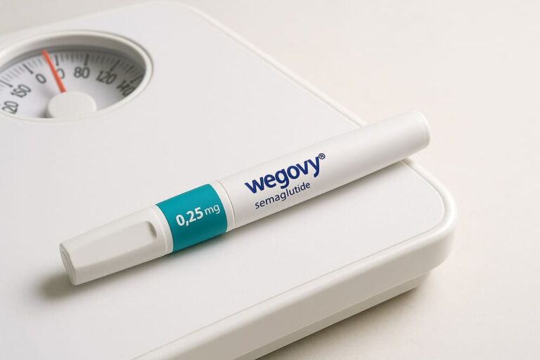 Semaglutide pen op weegschaal voor veilig afvallen