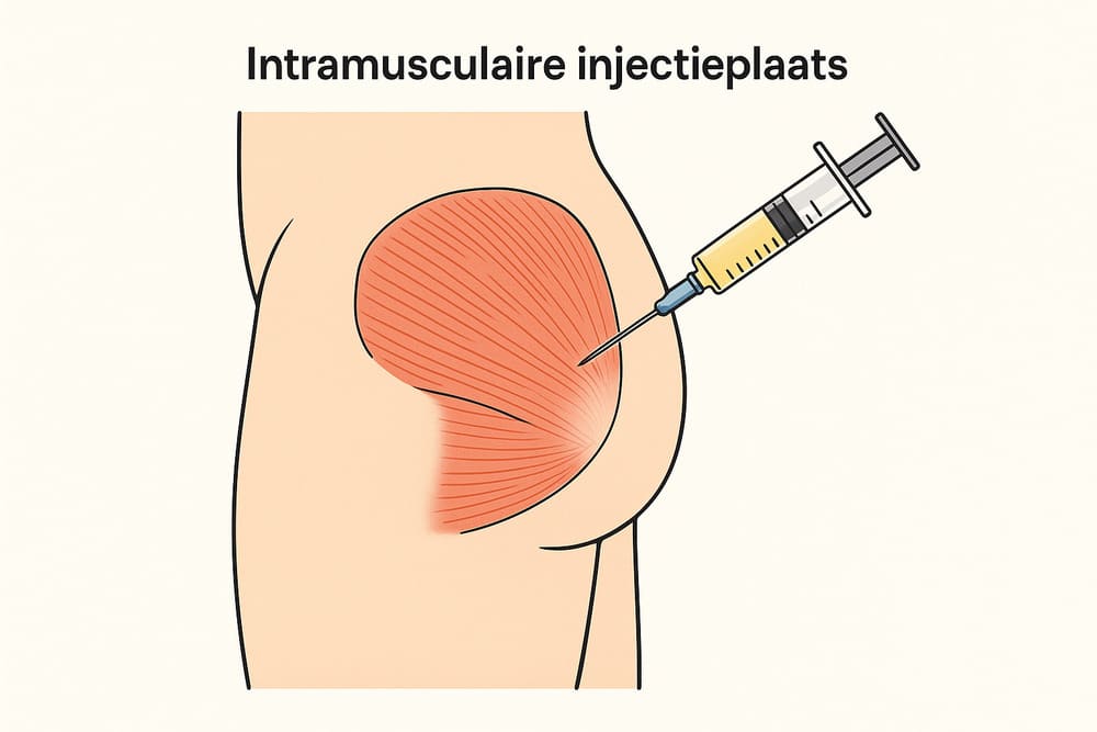 injectieplaats m. gluteus Nebido injectietechniek